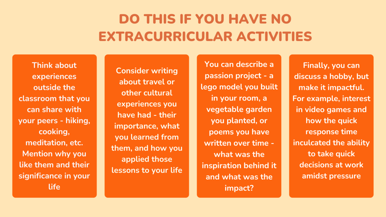 What to do if you have no extracurriculars for MBA